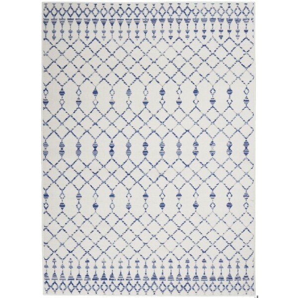Homeroots 5 x 7 ft. Ivory & Blue Berber Pattern Area Rug 385827 - main